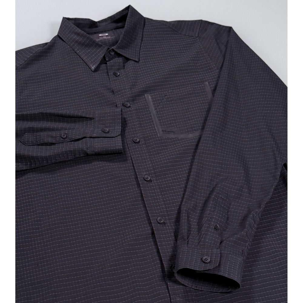 Oakley Blackout Shirt Mens large Slim Fit Long Sleeve Button Up Black 401863X